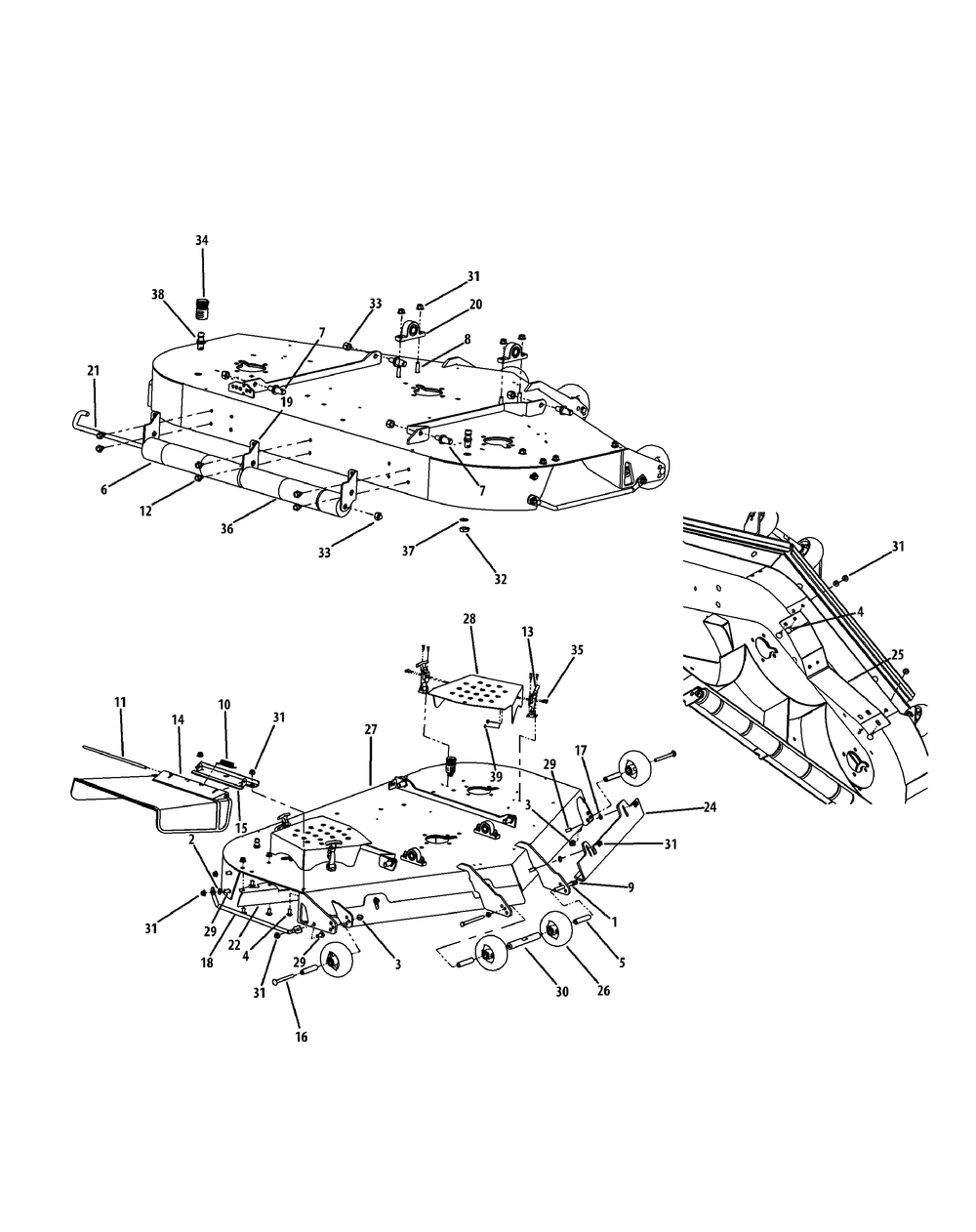 Fabricated Deck Assembly 60-Inch Diagram and Parts List for M60-KH (53CH8CT6050-27HP)(2011) Cub Cadet Lawn Tractor